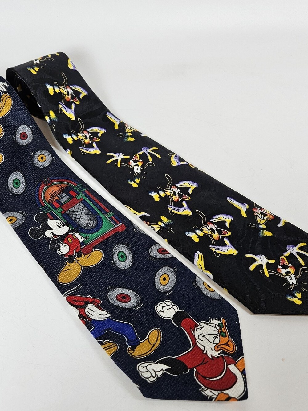 Lot Of 2 Disney Mickey Mouse Unlimited Ties Donald Duck Goofy Records Jukebox